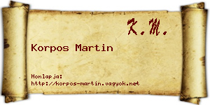 Korpos Martin névjegykártya